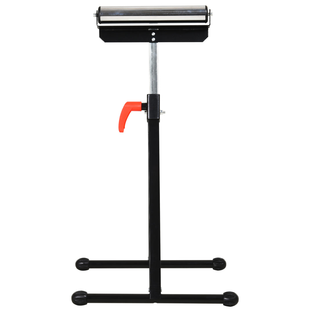 Set of 2 Folding Roller Stand, Material Support Pedestal with Ball Bearing Roller Height Adjustable Portable, Metal Construction, Black