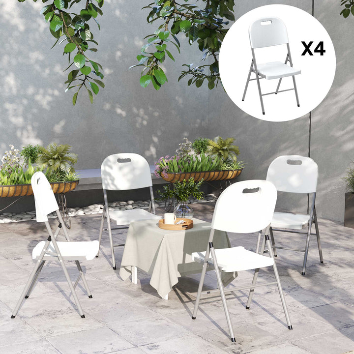 Set of Four Foldable Outdoor Chairs - White