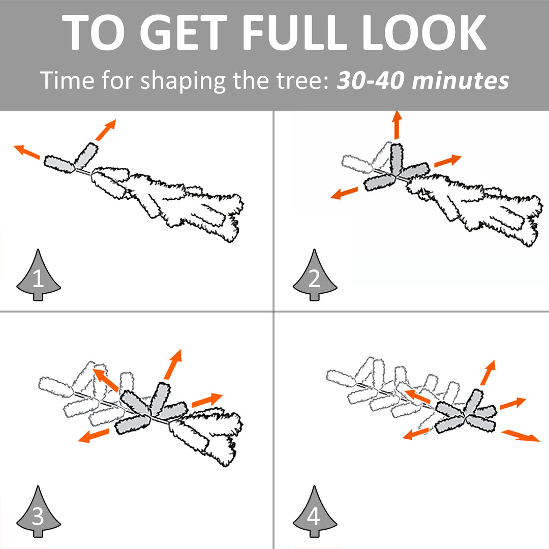 MCL 6ft White Light Artificial Christmas Tree w/ 230 LEDs Star Topper Tri-Base Full Bodied Seasonal Decoration Pre-Lit Home