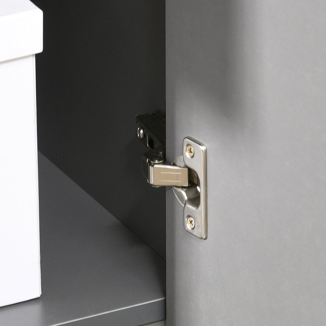 MCL Computer Desk with Drawers, High Gloss Home Office Desk with Storage Cabinet, Study Workstation, 120 x 60cm, Grey