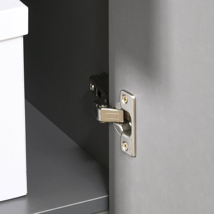 MCL Computer Desk with Drawers, High Gloss Home Office Desk with Storage Cabinet, Study Workstation, 120 x 60cm, Grey