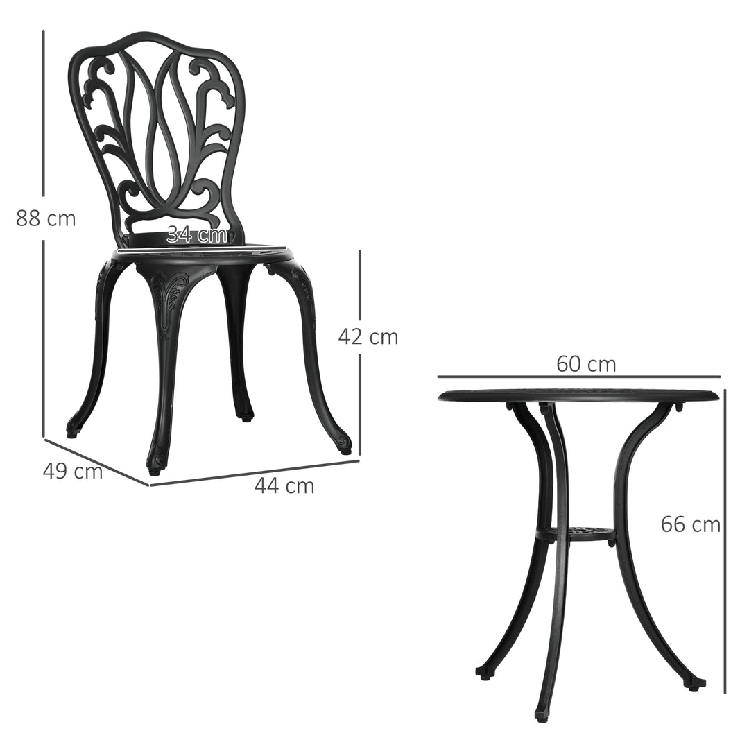 3 Piece Garden Bistro Set, Cast Aluminium Outdoor Furniture Set with U