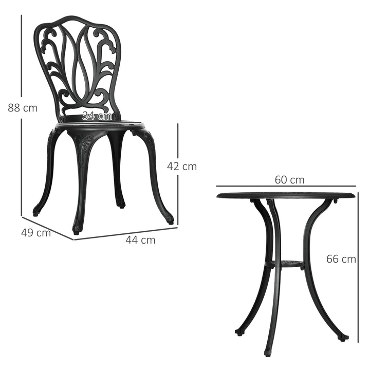 3 Piece Garden Bistro Set, Cast Aluminium Outdoor Furniture Set with U