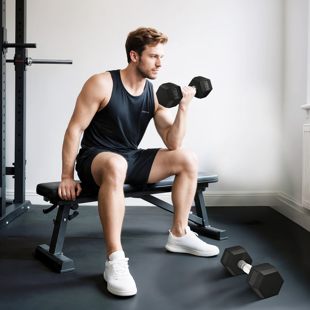 MCL 2x6kg Hex Dumbbells Set Rubber Dumbbells Weight Lifting Equipment Fitness Home Gym