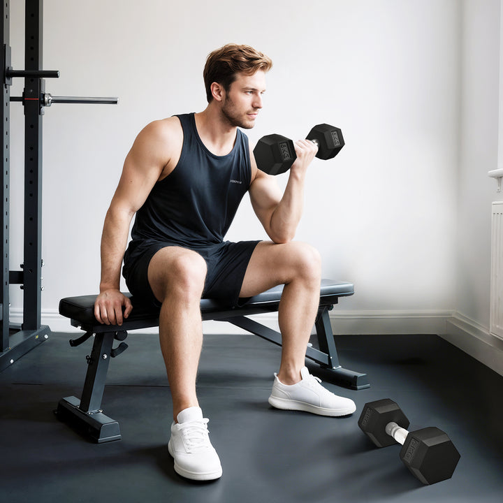 MCL 2x6kg Hex Dumbbells Set Rubber Dumbbells Weight Lifting Equipment Fitness Home Gym