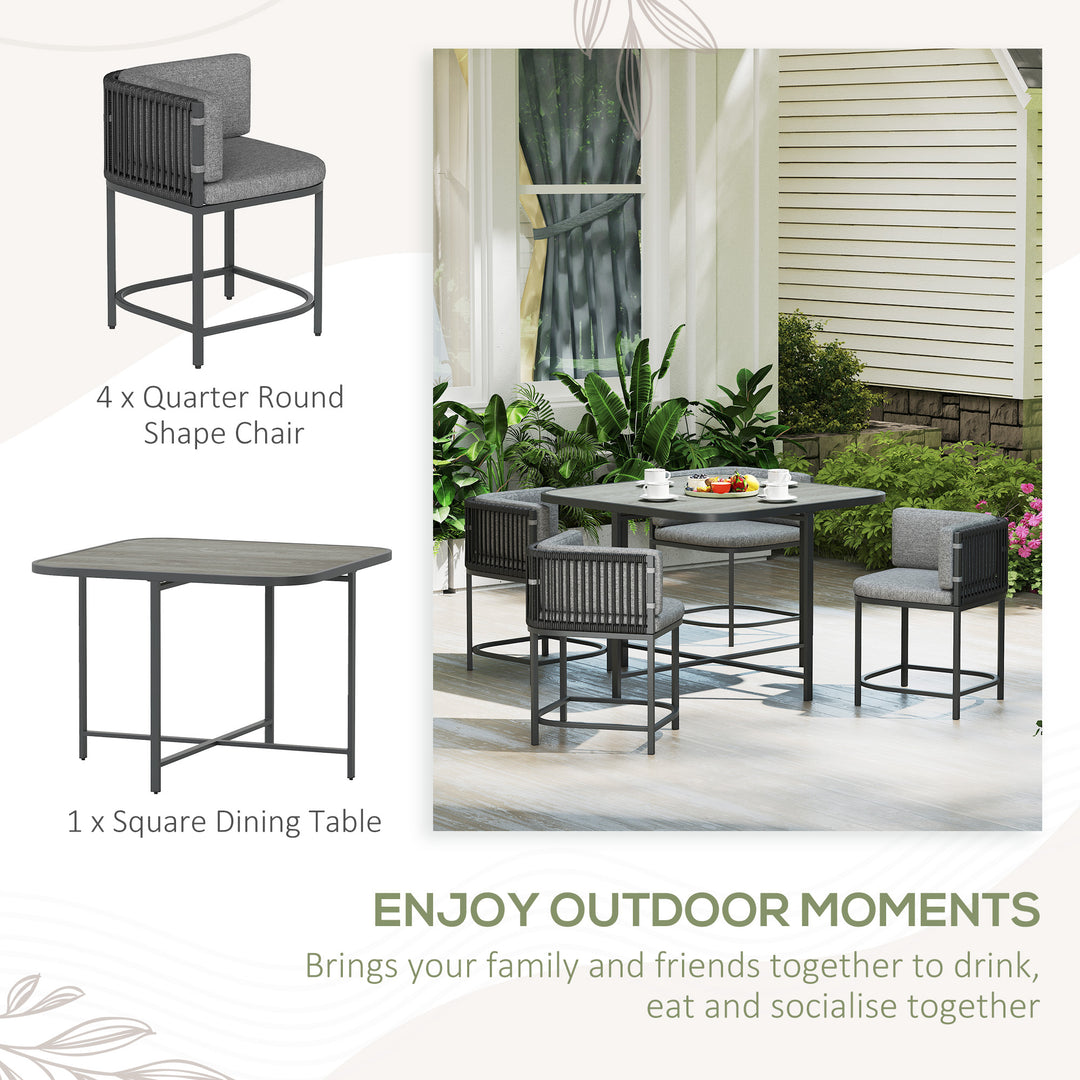 4-Seater Rattan Cube Garden Furniture Set with Cushions - Charcoal Grey