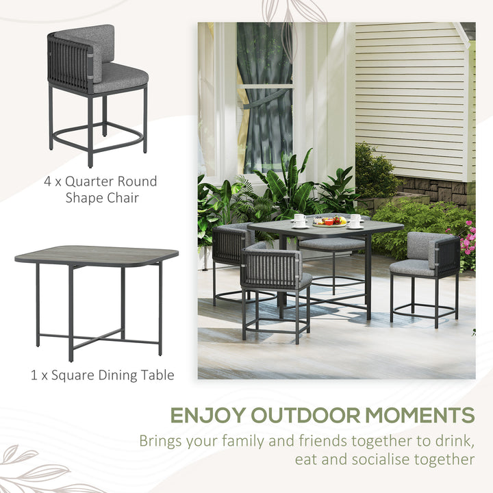 4-Seater Rattan Cube Garden Furniture Set with Cushions - Charcoal Grey