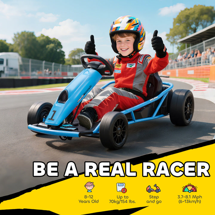 24V Drift Kart, Electric Ride-On Racing Go Kart w/ 2 Speeds, Steering 