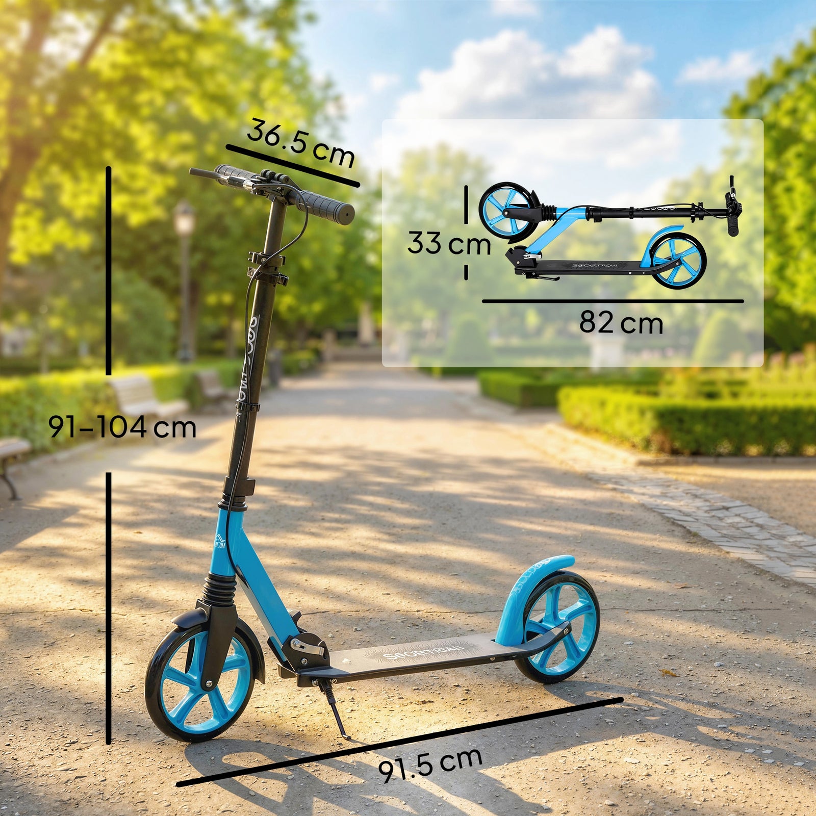 One-click Folding Kick Scooter for 14+ w/ Adjustable Handlebar, Push S