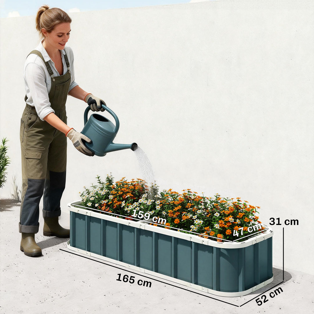 Galvanised Raised Garden Bed, 5 x 2 x 1 ft Metal Planter with Gloves a