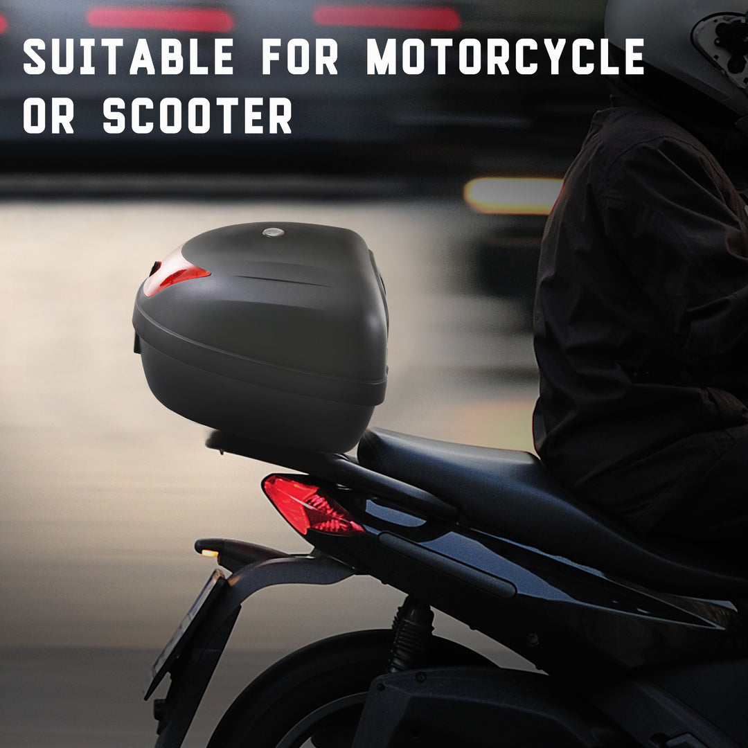 48L Motorcycle Trunk Travel Luggage Storage Box Motorbike Accessory Large Storage Space For 2 Half Helmet - Black