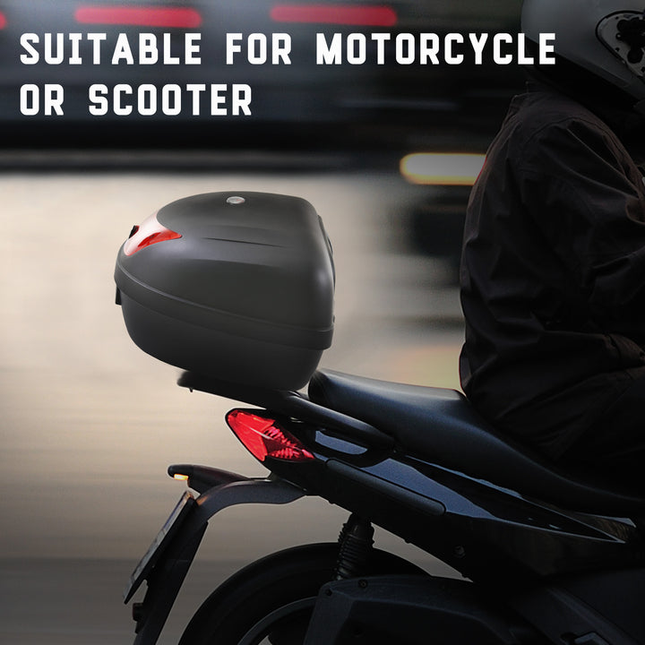 48L Motorcycle Trunk Travel Luggage Storage Box Motorbike Accessory Large Storage Space For 2 Half Helmet - Black