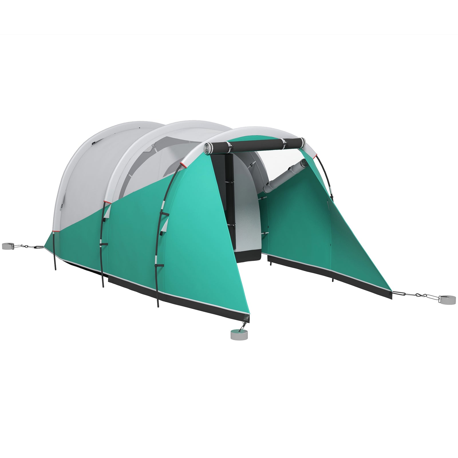 Three-Man, 3000mm Water-Resistant Two-Room Tunnel Tent - Green