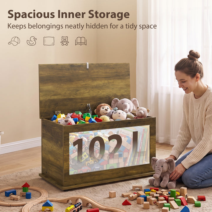 Storage Chest, 102L Blanket Box, Shoe Bench with Safety Hinged Lid, Be