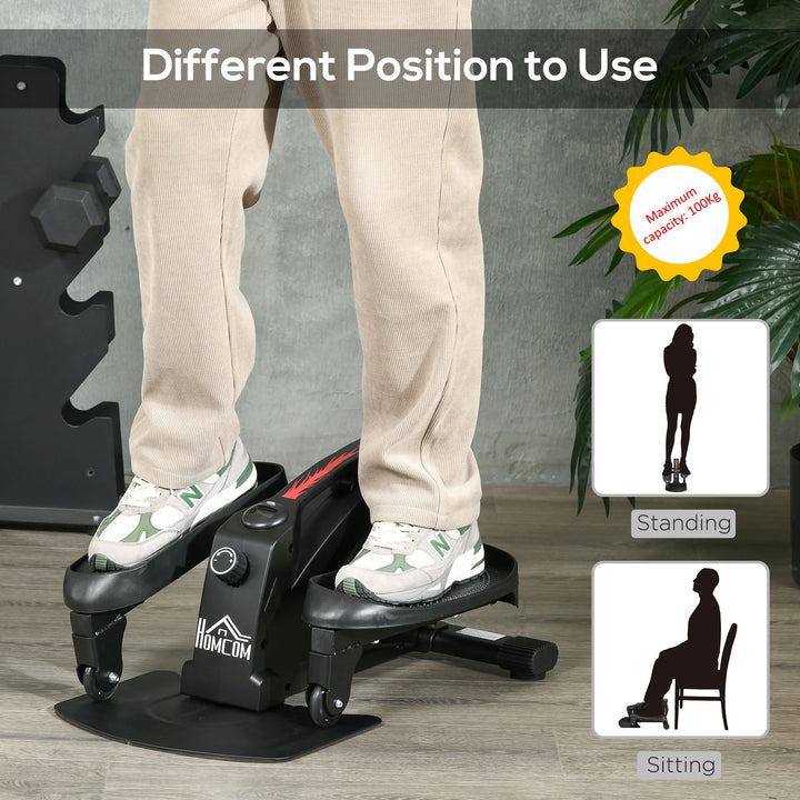 MCL Mini Manual Elliptical Bike, Compact Elliptical Cross Trainer Fitness Workout w/ LCD Monitor, Anti-Slip Pedals, Adjustable Resistance for Home Office