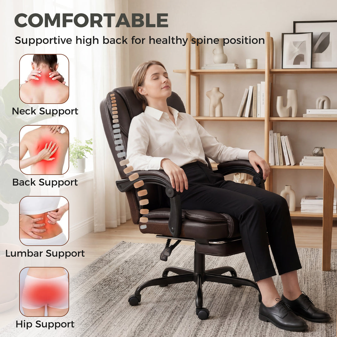 Executive Home Office Chair Reclining Function Footrest Computer Desk 