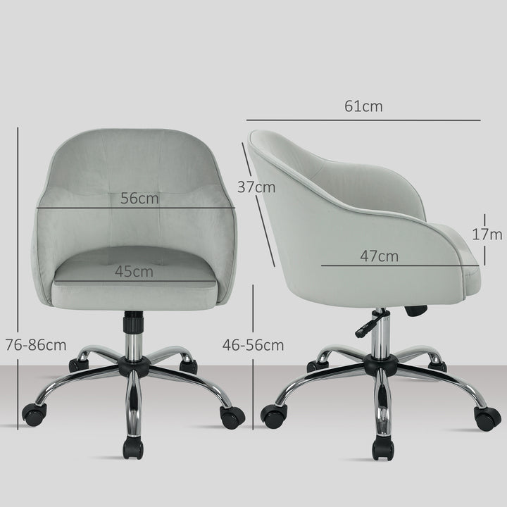 46-56 cm Velvet-feel Office Chair - Grey