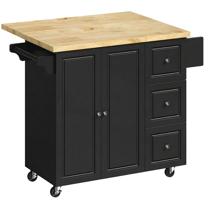 Kitchen Island on Wheels, Rolling Kitchen Storage Trolley with Drop Le
