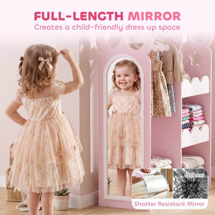 Kids Wardrobe, Children Dress Up Storage with Mirror, Clothes Rail - view 5