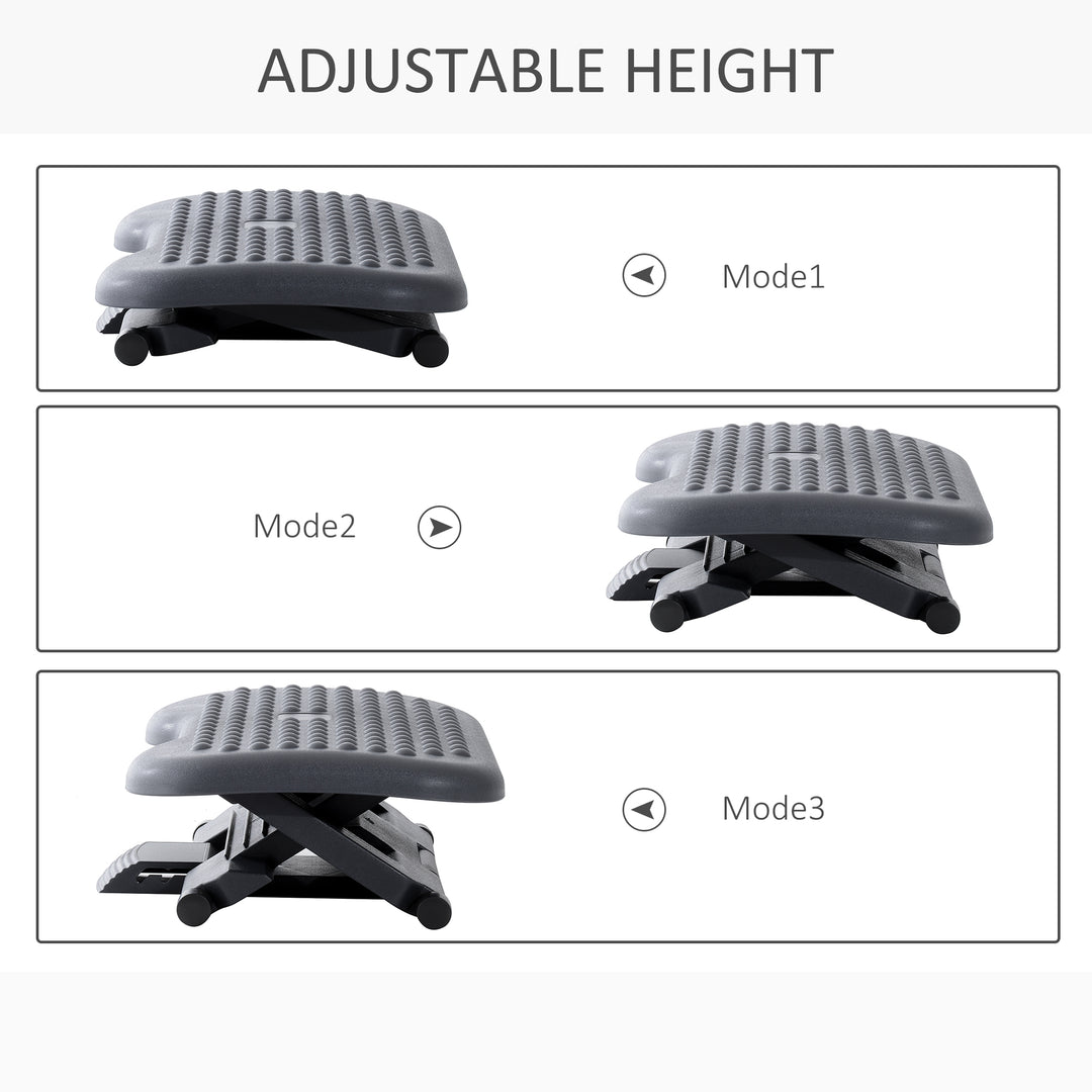 Footrest Adjustable Height & Angle Tilting Platform Home Office Foot Rest Charcoal Grey