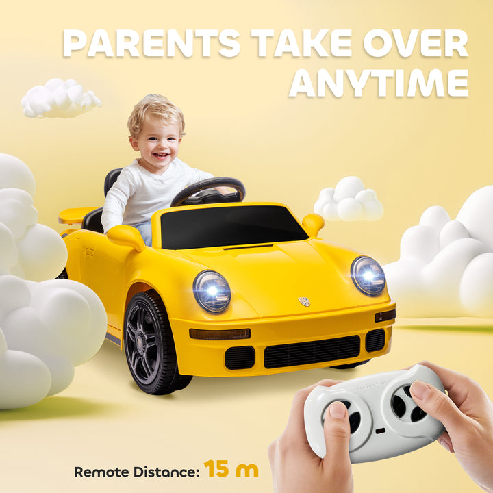 AIYAPLAY Licensed RUF CTR 2017-Yellowbird Electric Car for Kids, with Remote Control, Soft Start, MP3 Player, LED Lights, Yellow