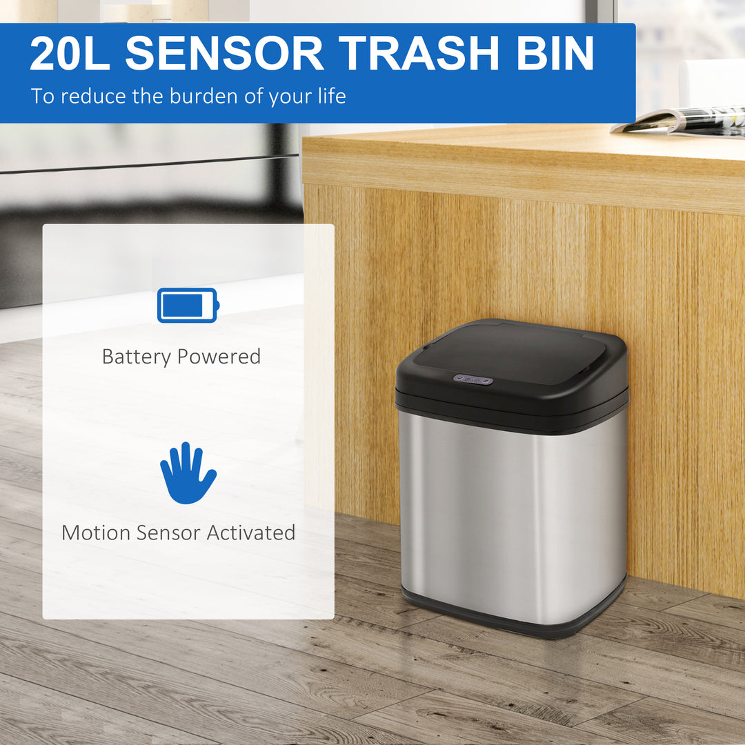 MCL 20L LUXURY Automatic Sensor Dustbin Kitchen Waste Bin Rubbish Trashcan Auto Dustbin Stainless Steel with Bucket 33*25*42.5CM