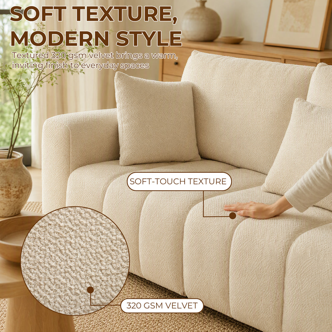 2 Seater Sofa, Upholstered Velvet Small Couch for Bedroom with Pillows - view 5