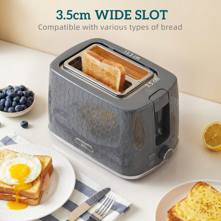 Kettle and Toaster Set, 1.7L 3000W Rapid Kettle with Limescale Filter, 2 Slice Toaster with 7 Browning Controls