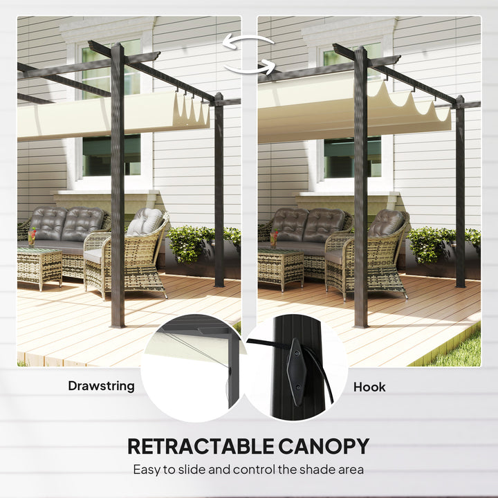 4 x 3(m) Aluminium Pergola with Retractable Roof, Garden Gazebo Canopy Shelter for Outdoor, Patio, Cream White
