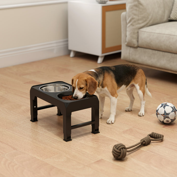 Raised Dog Bowl, Foldable Elevated Dog bowls with Slow Feeder, 4 Adjustable Heights, for Small Medium Large Breeds