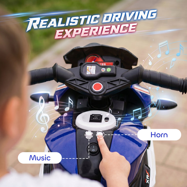 Kids Electric Motorcycle, 6V Ride on Motorcycle with 3 Wheels, LED Hea