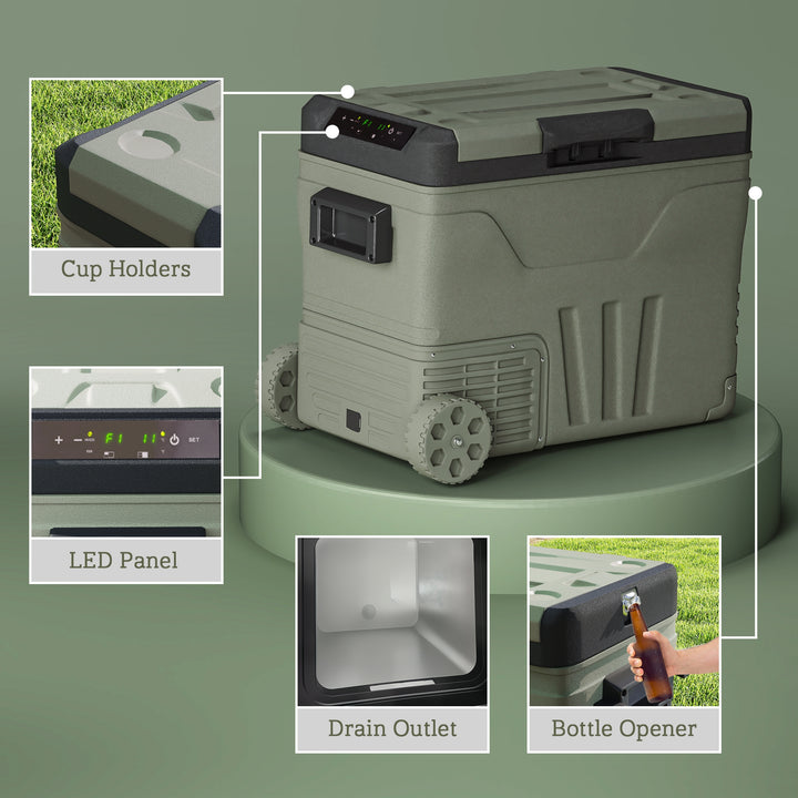 45L Two Compartment Car Fridge Cooler - Green