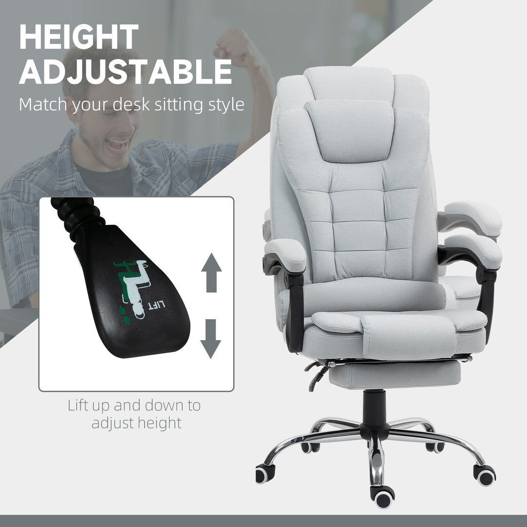 Linen-Look Adjustable Office Chair - Light Grey