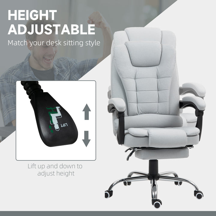 Linen-Look Adjustable Office Chair - Light Grey