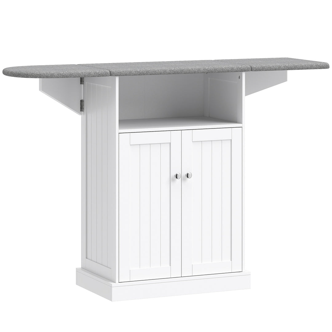 Ironing Board Cabinet on Wheels with Foldable Top, Mobile Storage