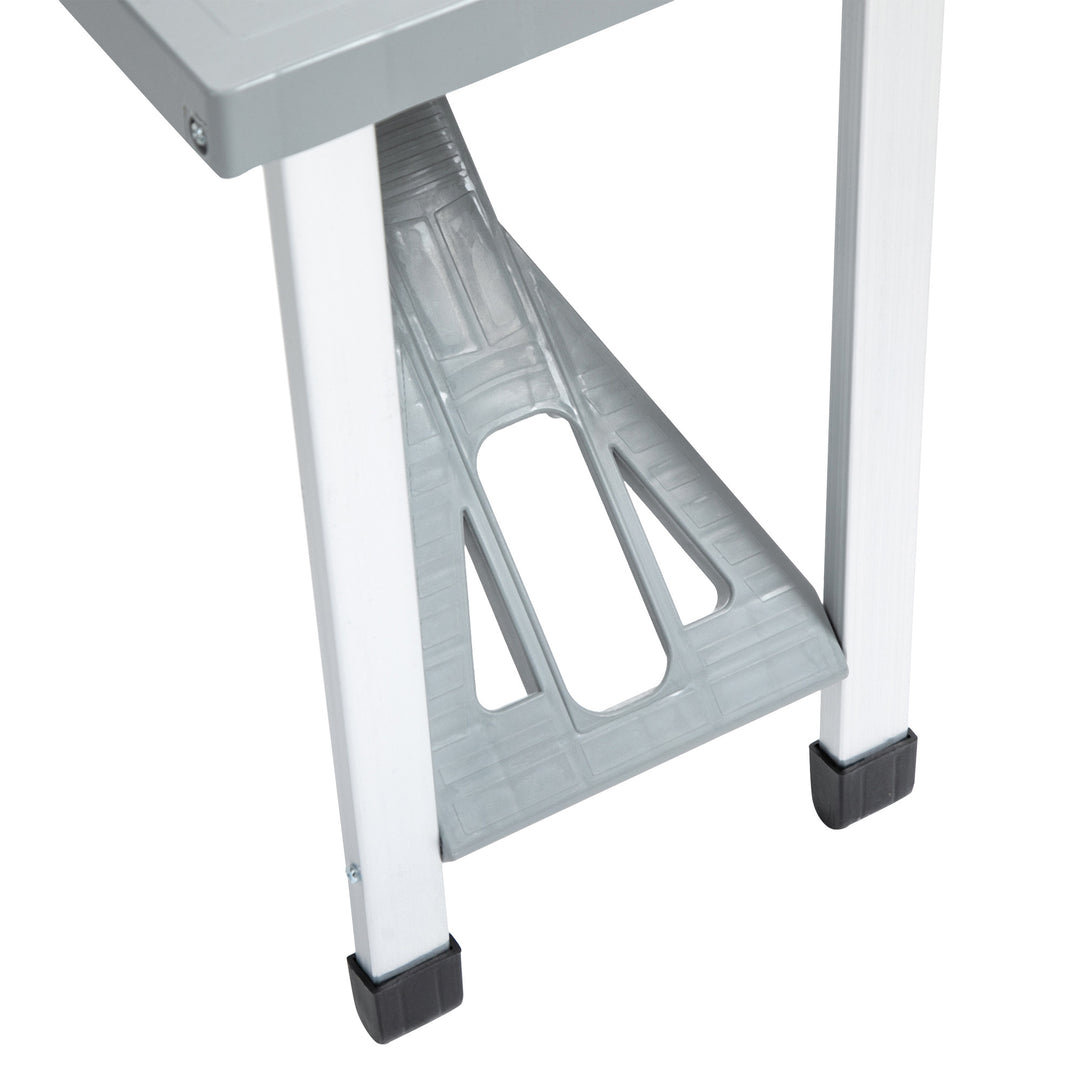 Aluminium PP 4-Seater Portable Picnic Table and Bench Set Silver