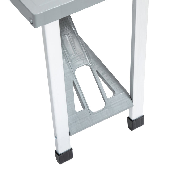 Aluminium PP 4-Seater Portable Picnic Table and Bench Set Silver