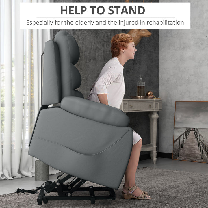 Electric Riser and Recliner for Elderly with 8 Vibration Massage, PU Leather Power Lift Recliner Chair for Living Room with Side Pockets, Footrest, Grey