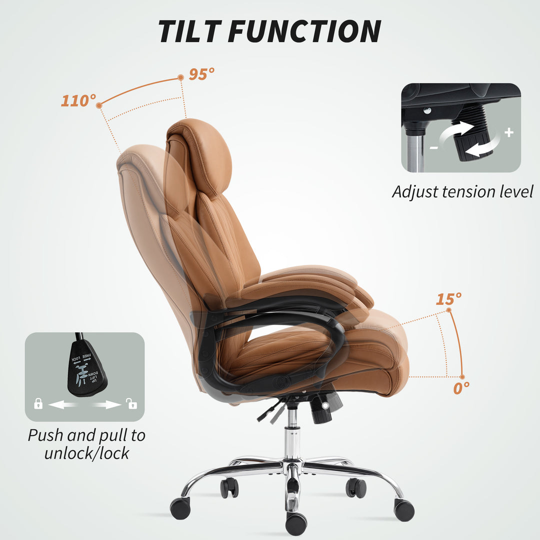 Spring Padded Faux Leather Office Chair - Light Brown