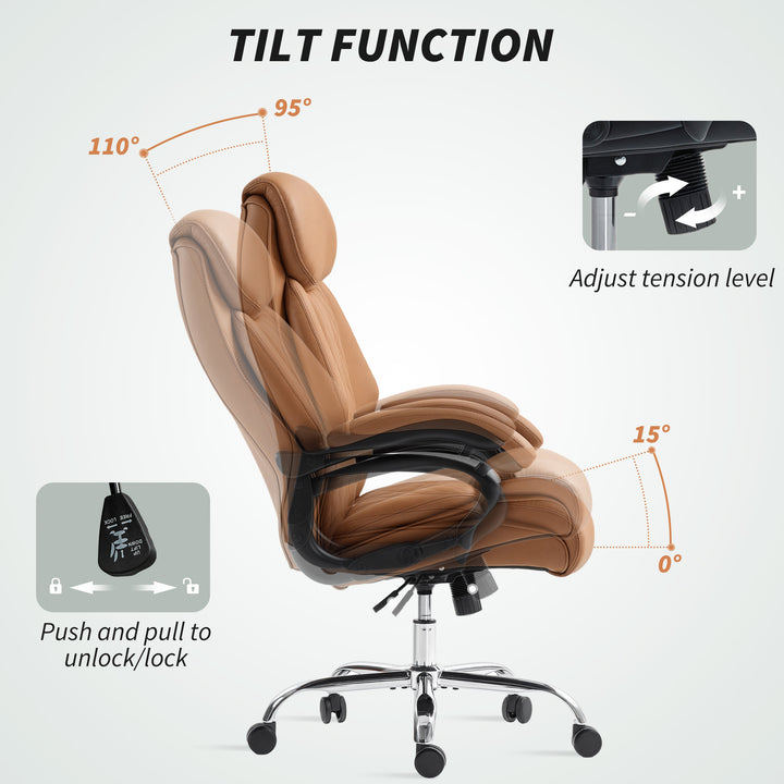 Spring Padded Faux Leather Office Chair - Light Brown