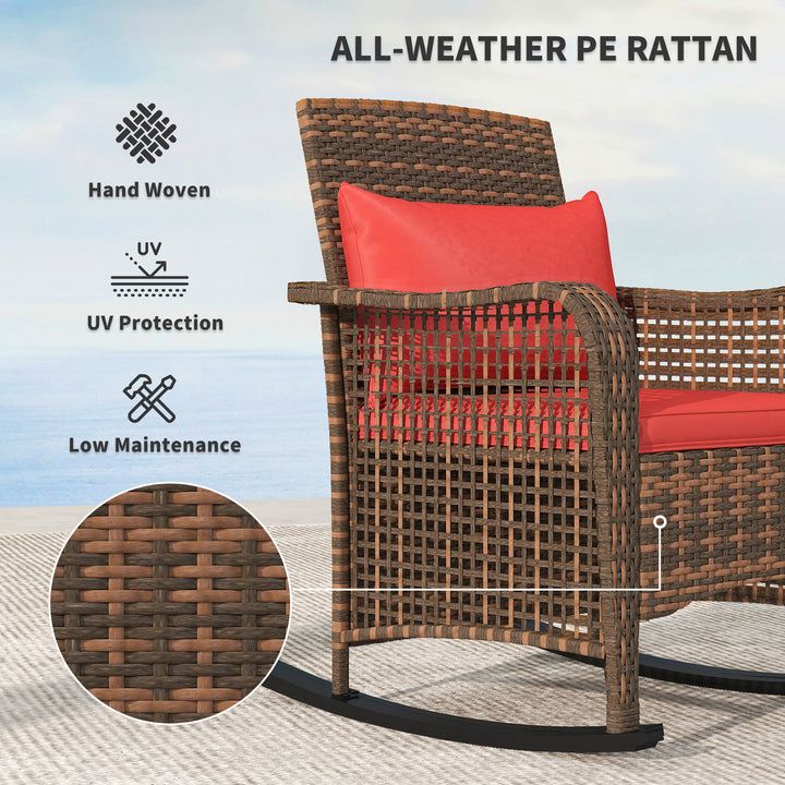Rattan Rocking Chair - Red