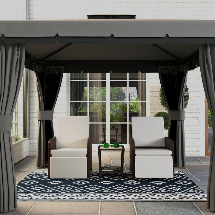 Plastic Straw Reversible RV Outdoor Rug with Carry Bag, 182 x 274cm, Dark Blue and White