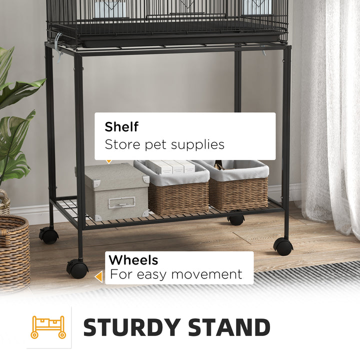 PawHut Double Stackable Bird Cage on Wheels w/ Stand, for Canaries | Aosom UK