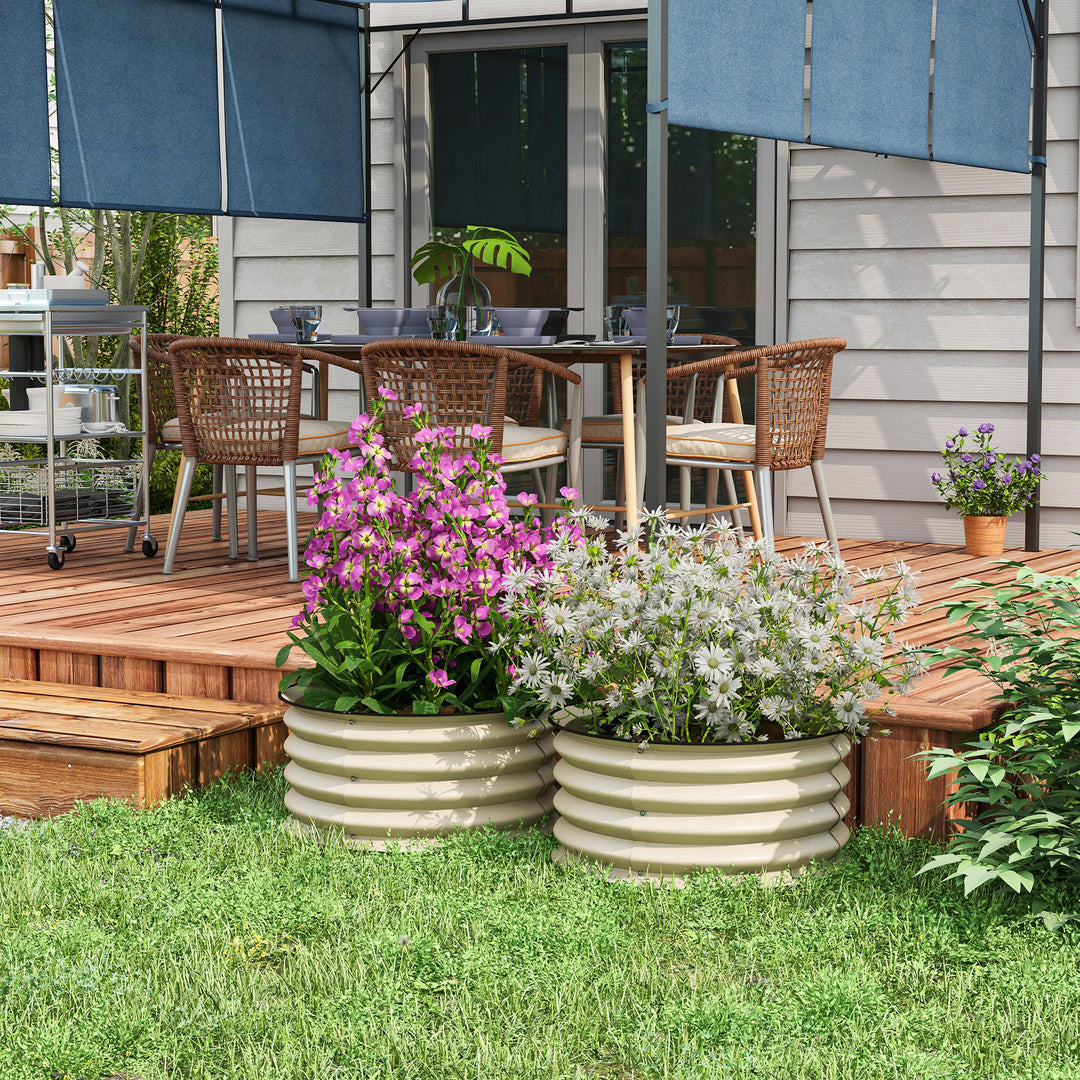 Set of 2 Raised Garden Bed, Metal Planter Box with Safety Edging, Easy