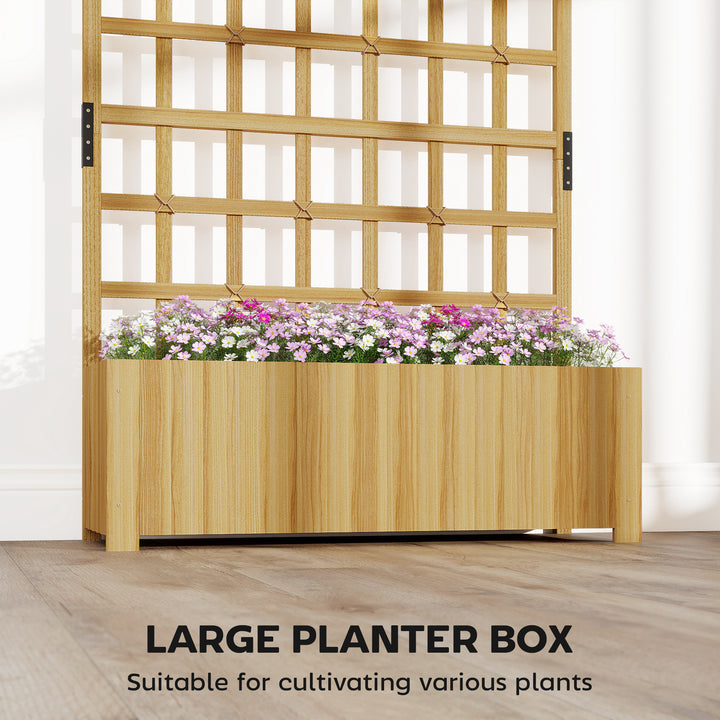 Wooden Raised Planter with Trellis, Raised Bed for Garden with Lattice and Drainage Holes for Climbing Plants