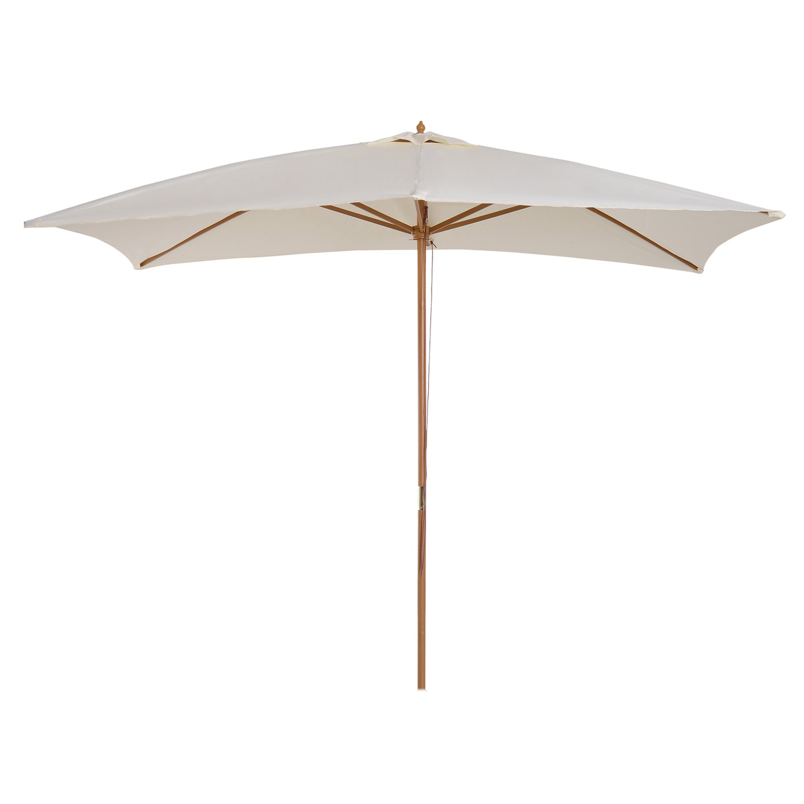 2 x 3m Wooden Garden Parasol Umbrella Outdoor Sun Shade Canopy, Cream White
