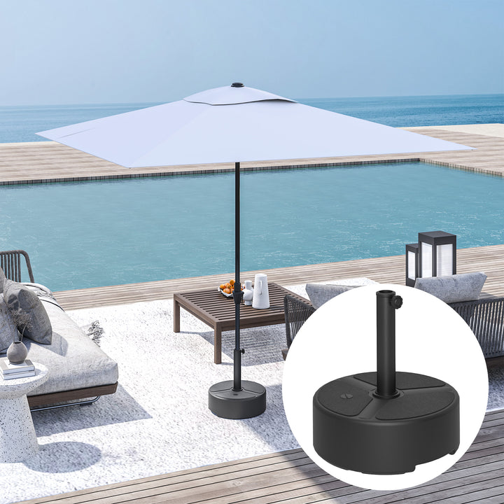 Round Garden Parasol Base, Garden Umbrella Stand Heavy Duty Parasol Base, Filled Up to 20kg with Stand or 18kg with Water for 38, 48 mm Poles, Black