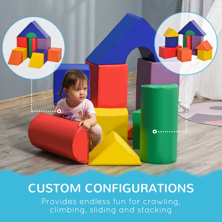 HOMCOM 11 Piece Soft Play Blocks Kids Climb and Crawl Gym Toy Foam Building and Stacking Blocks Non-Toxic Play Set Activity Toy Brick | Aosom UK