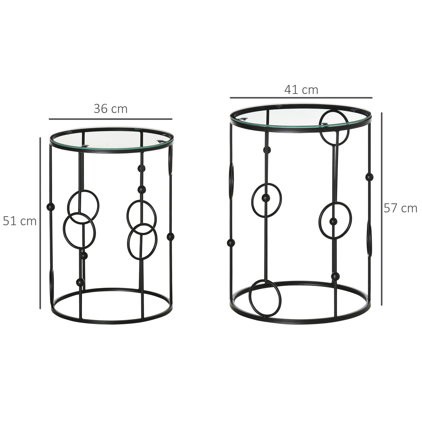 Nesting Round Coffee Table Set of 2 - Black