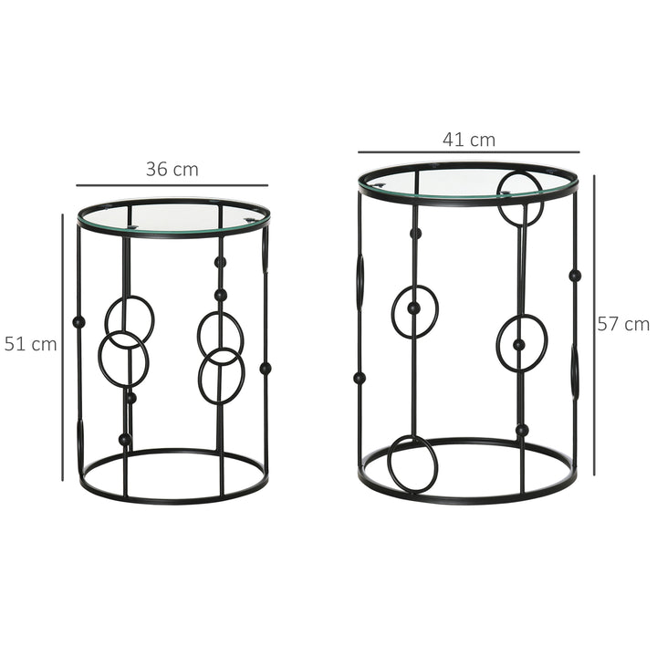 Nesting Round Coffee Table Set of 2 - Black